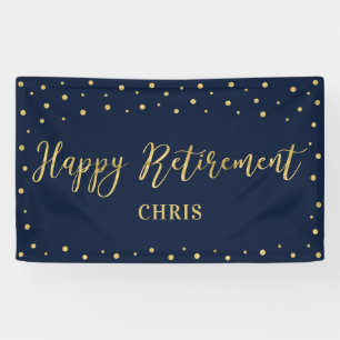 Gold & Navy   Glücklicher Ruhestand Party-Banner Banner