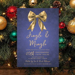 Gold Navy Jingle Mingle Weihnachtsfeier Schleife S Einladung