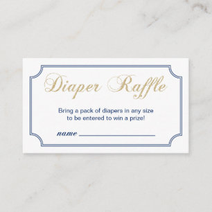 Gold & Navy   Jungen-Baby-Party-Windel-Raffel-Tick Begleitkarte