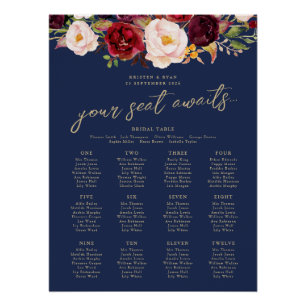 Gold Navy Marsala Hochzeits-Willkommensschild Lucy Poster