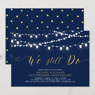 Gold & Navy Moderne 50. Hochzeitsjubiläumseinlad Einladung