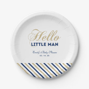 Gold & Navy   Moderne Babyparty-Teller Pappteller