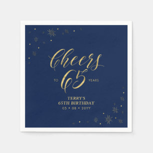 Gold & Navy Moderne Cheers 65. Geburtstagsfeier Serviette