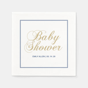 Gold & Navy   Moderne Jungen-Baby-Party Serviette