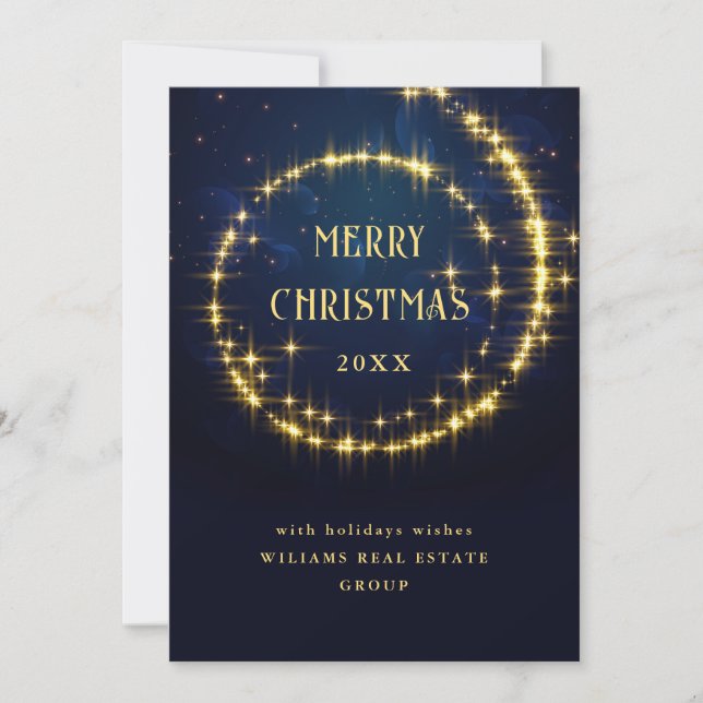 Gold Navy SparkLICHT Weihnachten im Unternehmen (Vorderseite)