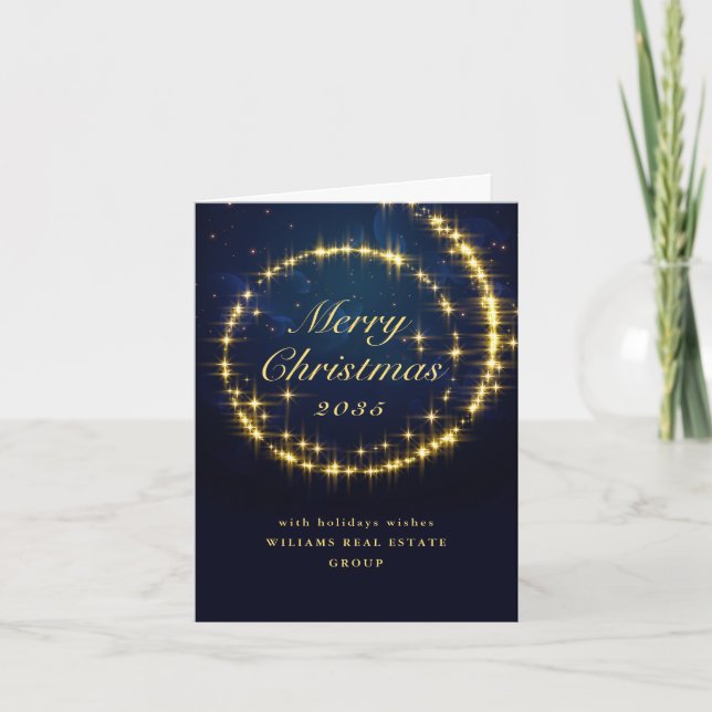 Gold Navy SparkLICHT Weihnachten im Unternehmen (Vorderseite)