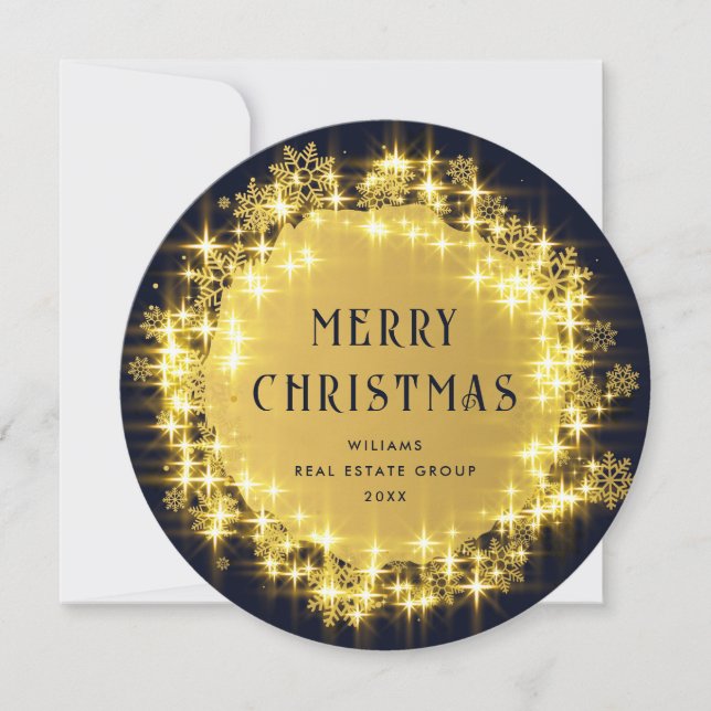 Gold Navy SparkLICHT Weihnachten im Unternehmen (Vorderseite)