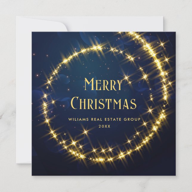 Gold Navy SparkLICHT Weihnachten im Unternehmen (Vorderseite)