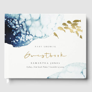 GOLD NAVY UNTERWASSERFISCHWASSERSPANNE BABY DUSCHE GÄSTEBUCH