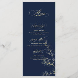 Gold & Navy Wedding Menu Menükarte