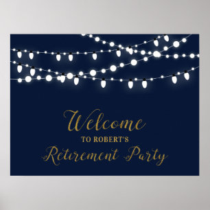 Gold & Navy Willkommensschild zur Ruhestandsfeie Poster