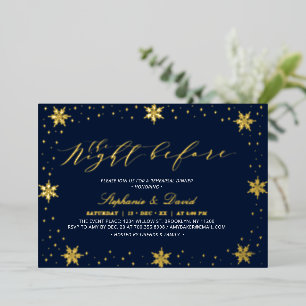 Gold & Navy Winter-Schneehocheitsdusche Folieneinladung