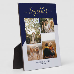 Gold & Navy Zusammen Familien-Geschenk-Fotocolla Fotoplatte