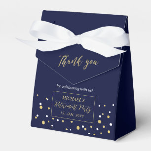 Gold & Navyblaue Konfetti Moderne Ruhestandsfeier Geschenkschachtel