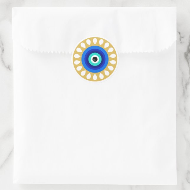 Gold Nazar No Evil Eye Envelope Gastgeschenk Siege Runder Aufkleber (Tasche)