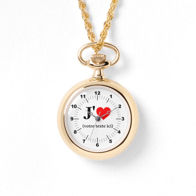 Gold Necklace Watch - Custom I Heart Armbanduhr (Vorderseite)