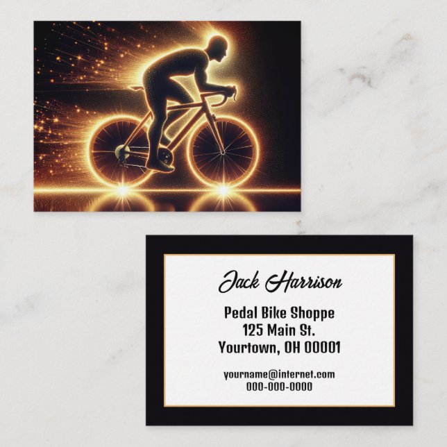 Gold Neon Bicyclist Visitenkarte (Vorne/Hinten)