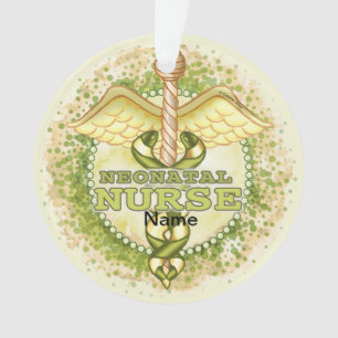 Gold Neonatal Krankenschwester Caduceus  Ornament