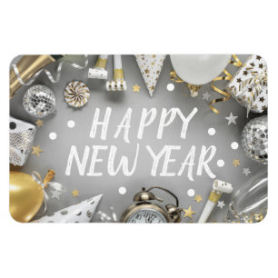 Gold New Year Party New Years Day Clipart Magnet