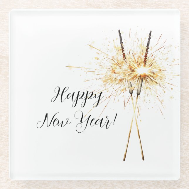 Gold New Year's Eve Day Celebration Sparklers Glasuntersetzer (Vorderseite)