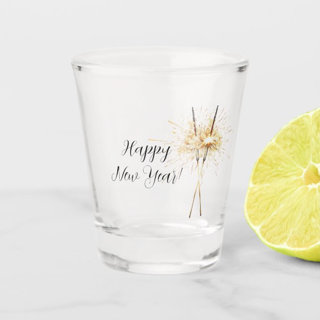 Gold New Year's Eve Day Celebration Sparklers Schnapsglas (Vorderseite)