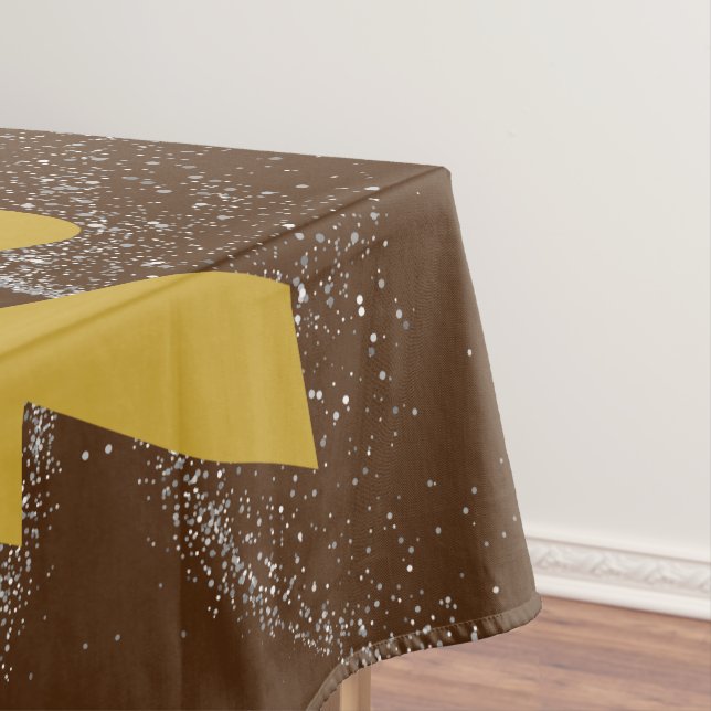 Gold "NICHT HEUTE!" mit Silberner Glitzer auf Brau Tischdecke (Beispiel)