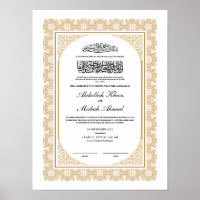 Gold-Nikkah-Zertifikat für islamische Hochzeit