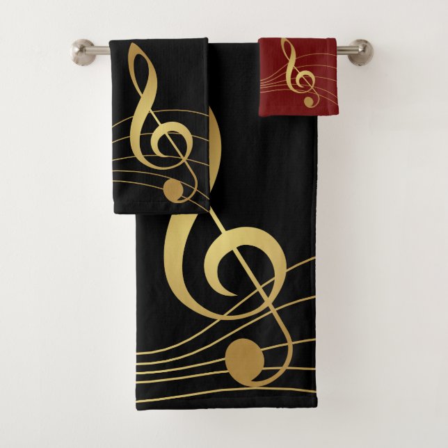 Gold Notes Music Towels - The Treble Clef : (En situation)