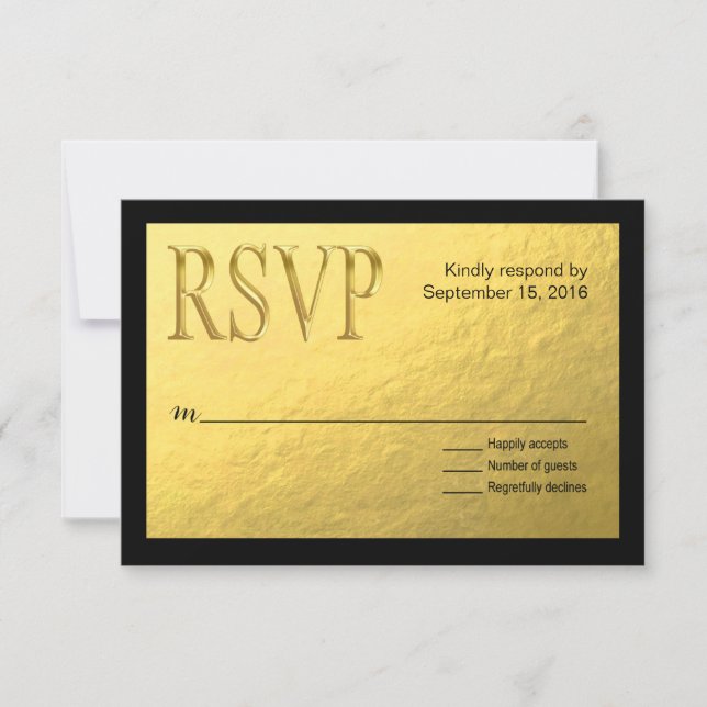 Gold Nugget Imitats Foil mit Black Kontur UAWG RSVP Karte (Vorderseite)