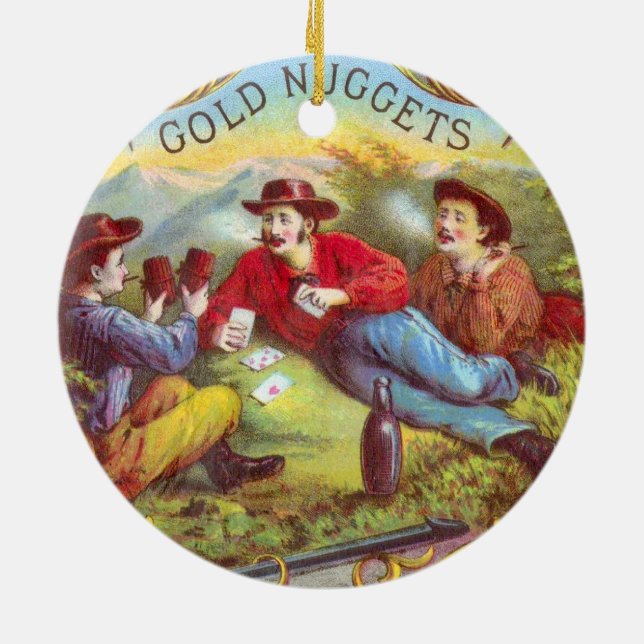 Gold Nuggets Antique Cigar Label Keramik Ornament (Hinten)