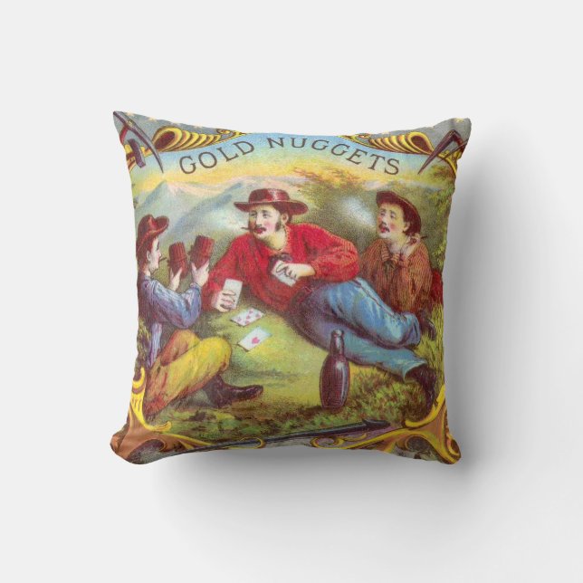 Gold Nuggets Antique Cigar Label Kissen (Vorderseite)