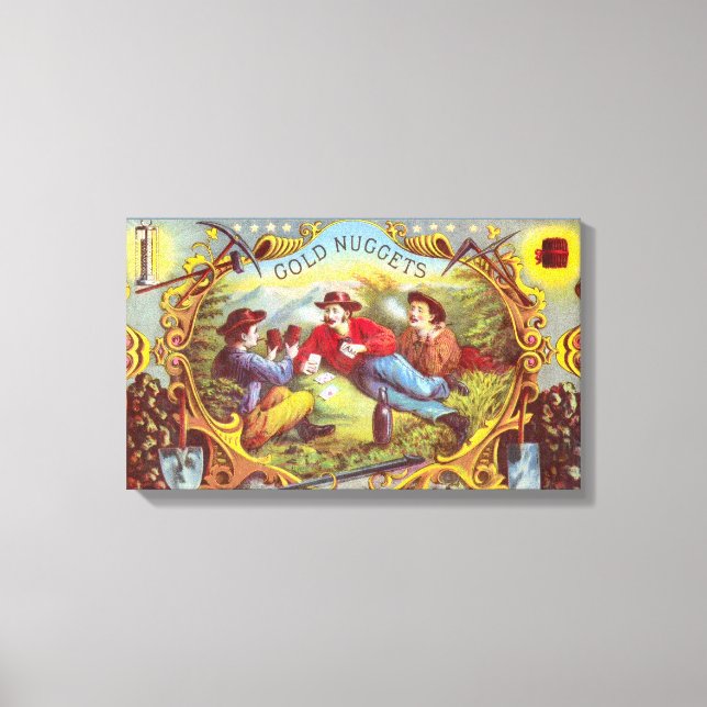 Gold Nuggets Antique Cigar Label Leinwanddruck (Vorderseite)