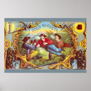 Gold Nuggets Antique Cigar Label Poster
