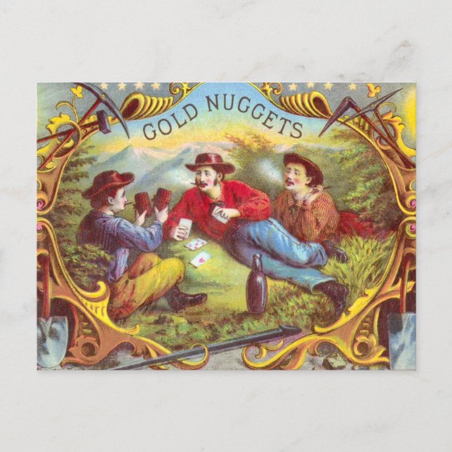 Gold Nuggets Antique Cigar Label Postkarte (Vorderseite)