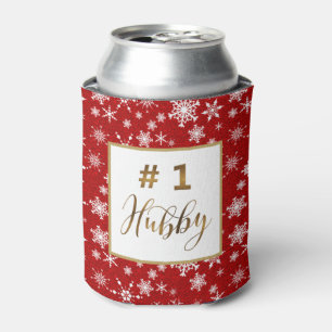 Gold Nummer 1 Hubby Winter Snowflakes Monogramm Dosenkühler