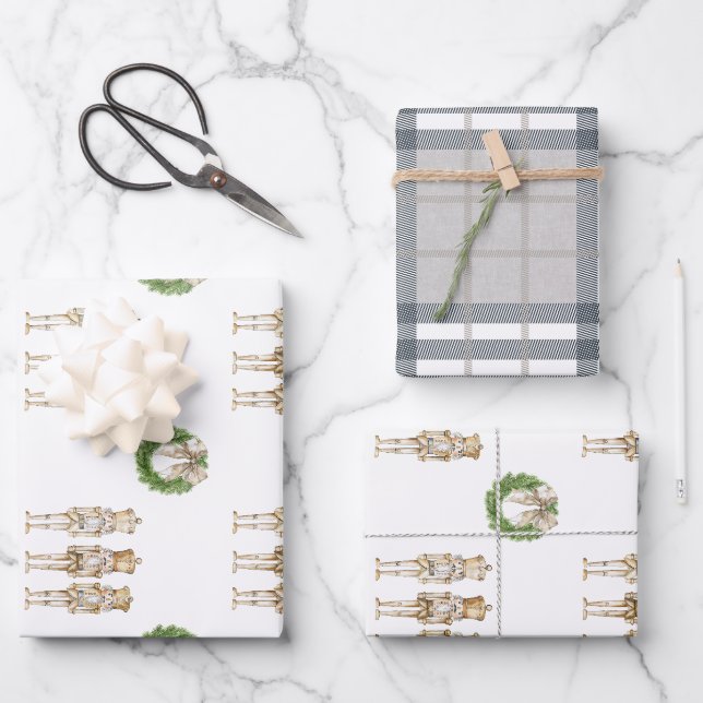 Gold Nutcracker Weihnachten Geschenkpapier Set (Vorderseite)