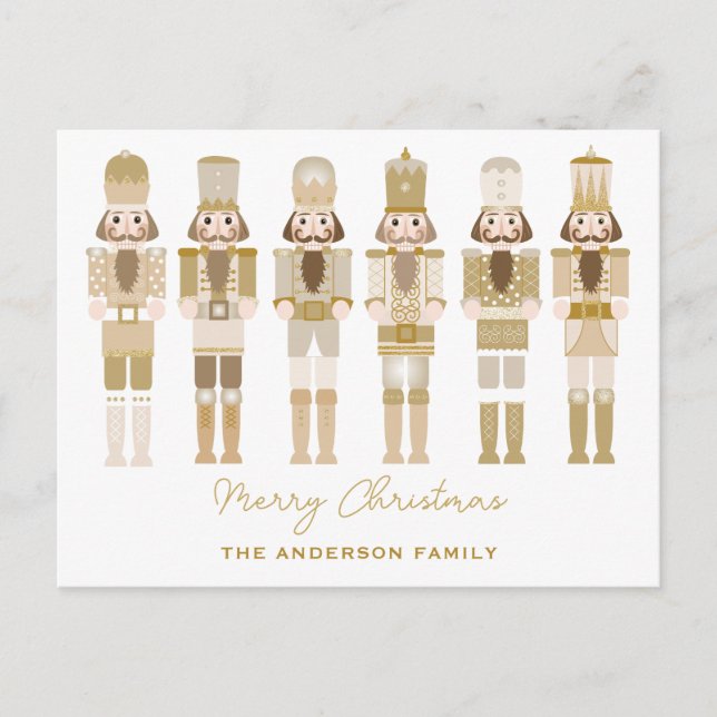 GOLD NUTCRACKERS CHRISTMAS POSTKARTE (Vorderseite)
