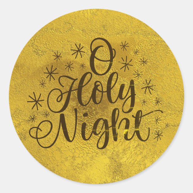 Gold O Heilige Nacht Weihnachten Runder Aufkleber (Vorderseite)