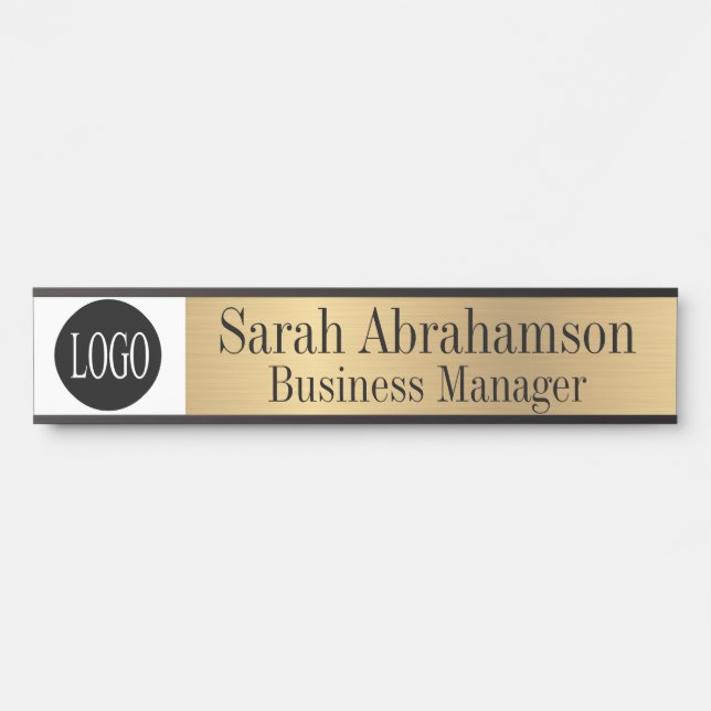 Gold Office Door Sign Long 10" Name Plate Türschild (Vorderseite )