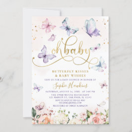 Gold Oh Baby Butterfly Kisses Baby Dusche Einladung