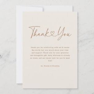 Gold Oh Baby Heart Calligraphy Simple Baby Show Dankeskarte