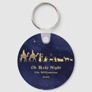 Gold Oh Heilige Sterne Nacht Weihnachten Keramik Schlüsselanhänger