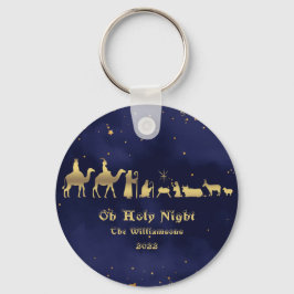 Gold Oh Heilige Weihnachtsnachtsnacht Keramik Schlüsselanhänger