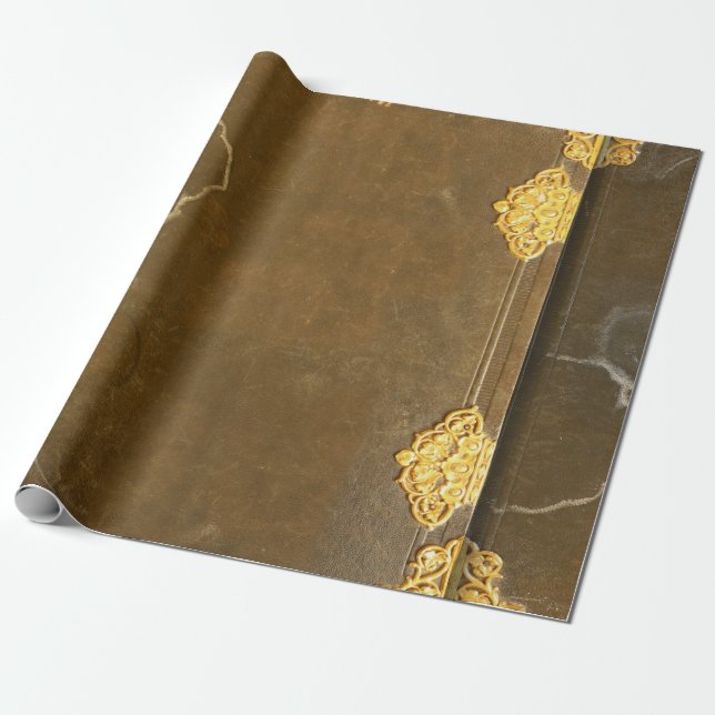 Gold & Old Book Cover Geschenkpapier (Ungerollt)