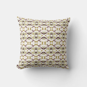 Gold Olive Burgundy Beige auf White Small Tiles Kissen
