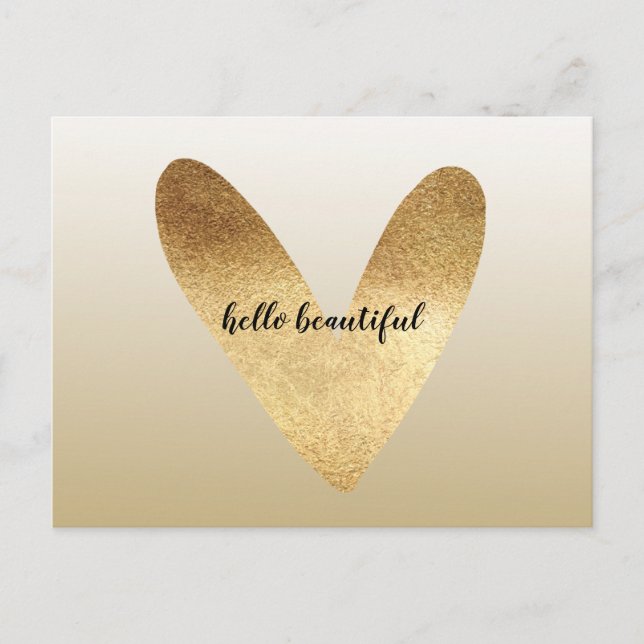 Gold Ombre Heart Postkarte (Vorderseite)