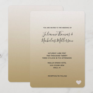 Gold Ombre Heart Wedding Einladung