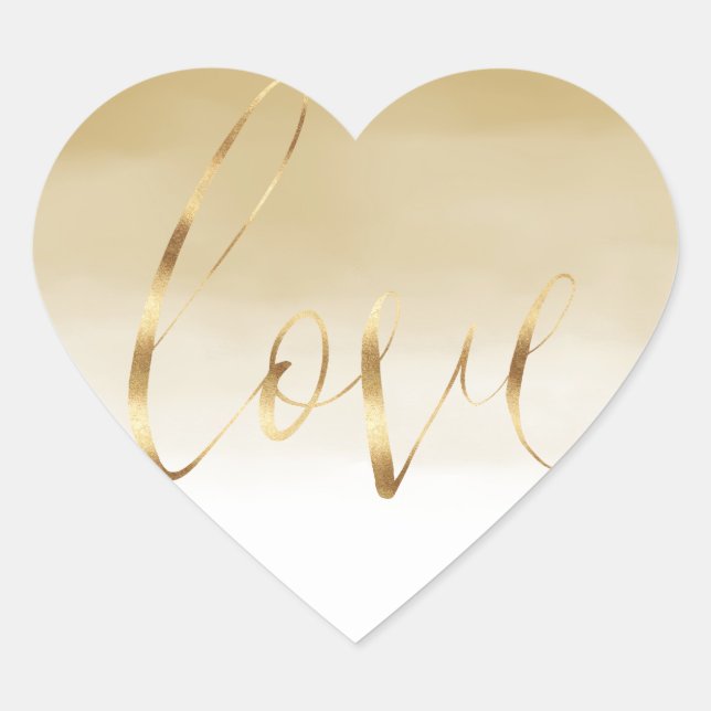 Gold Ombre Liebe Herz-Aufkleber (Vorderseite)