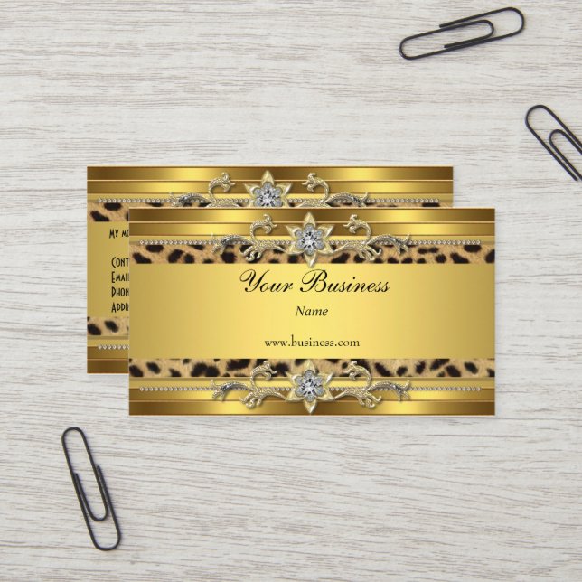 Gold on Gold Black Elegant Classy Jewel Visitenkarte (Vorderseite/Rückseite Beispiel)