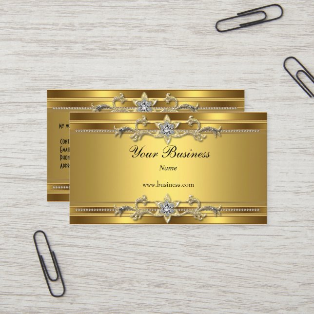 Gold on Gold Black Elegant Classy Jewel Visitenkarte (Vorderseite/Rückseite Beispiel)